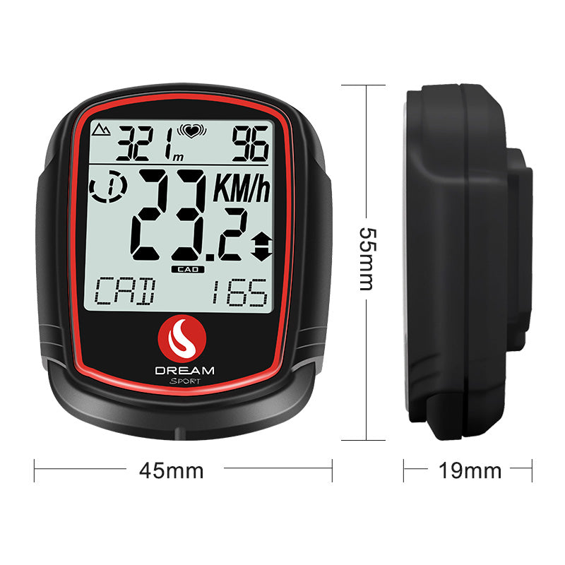 Dream Sport Wireless Bike Computer With Heart Rate Monitor & Cadence Sensor - 38 Functions DCY438